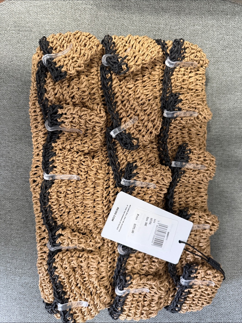 NWT Reiss Raffia Ruffle Clutch